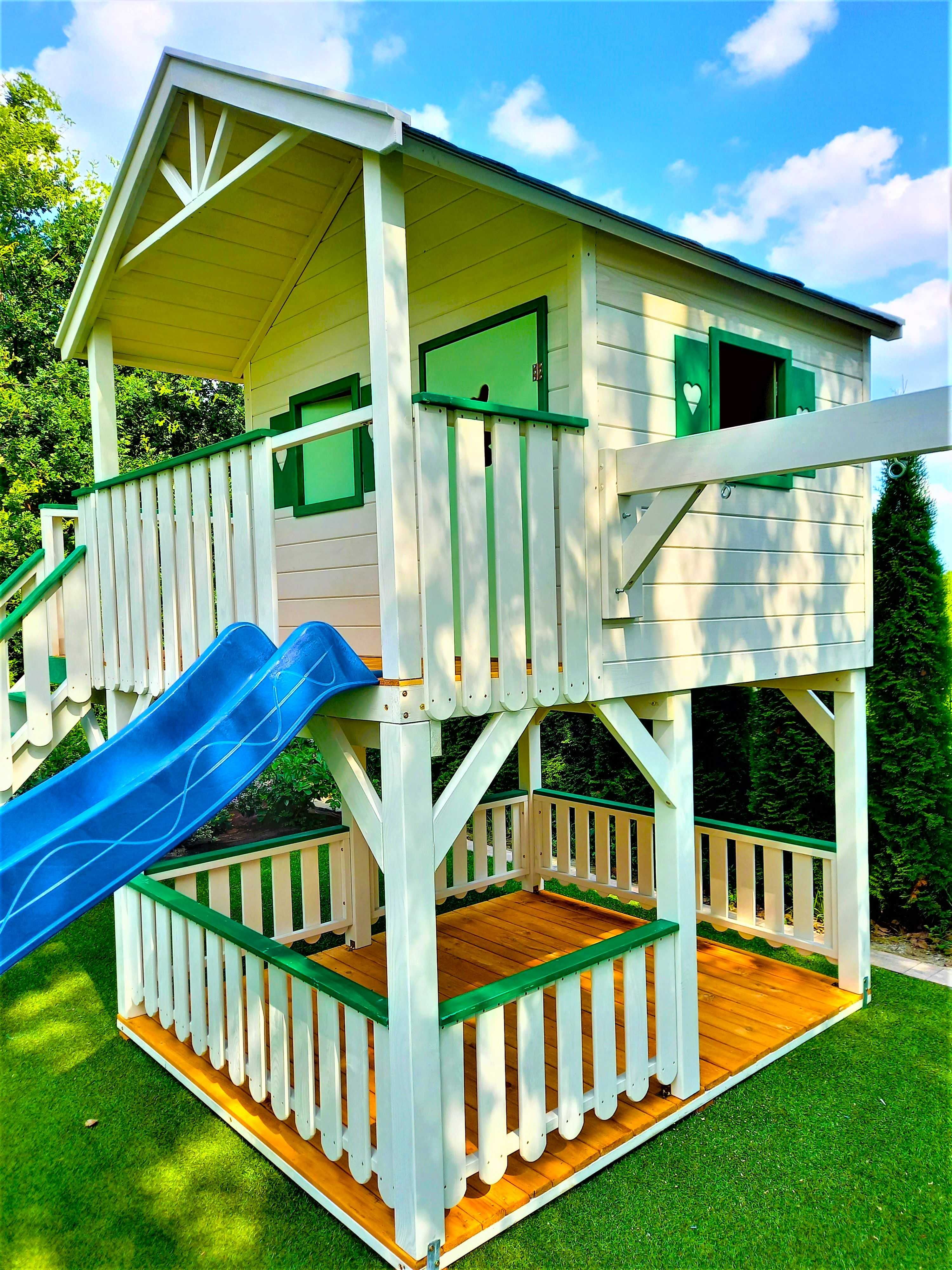 Wspaniały bogato wyposażony drewniany domek dla dziecka MONTAŻ GRATIS