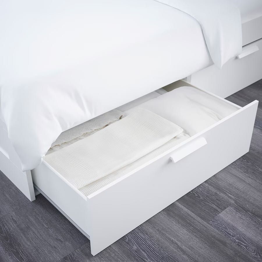 BRIMNES Rama łóżka z szufladami biały/Luröy 180x200cm zagłówek