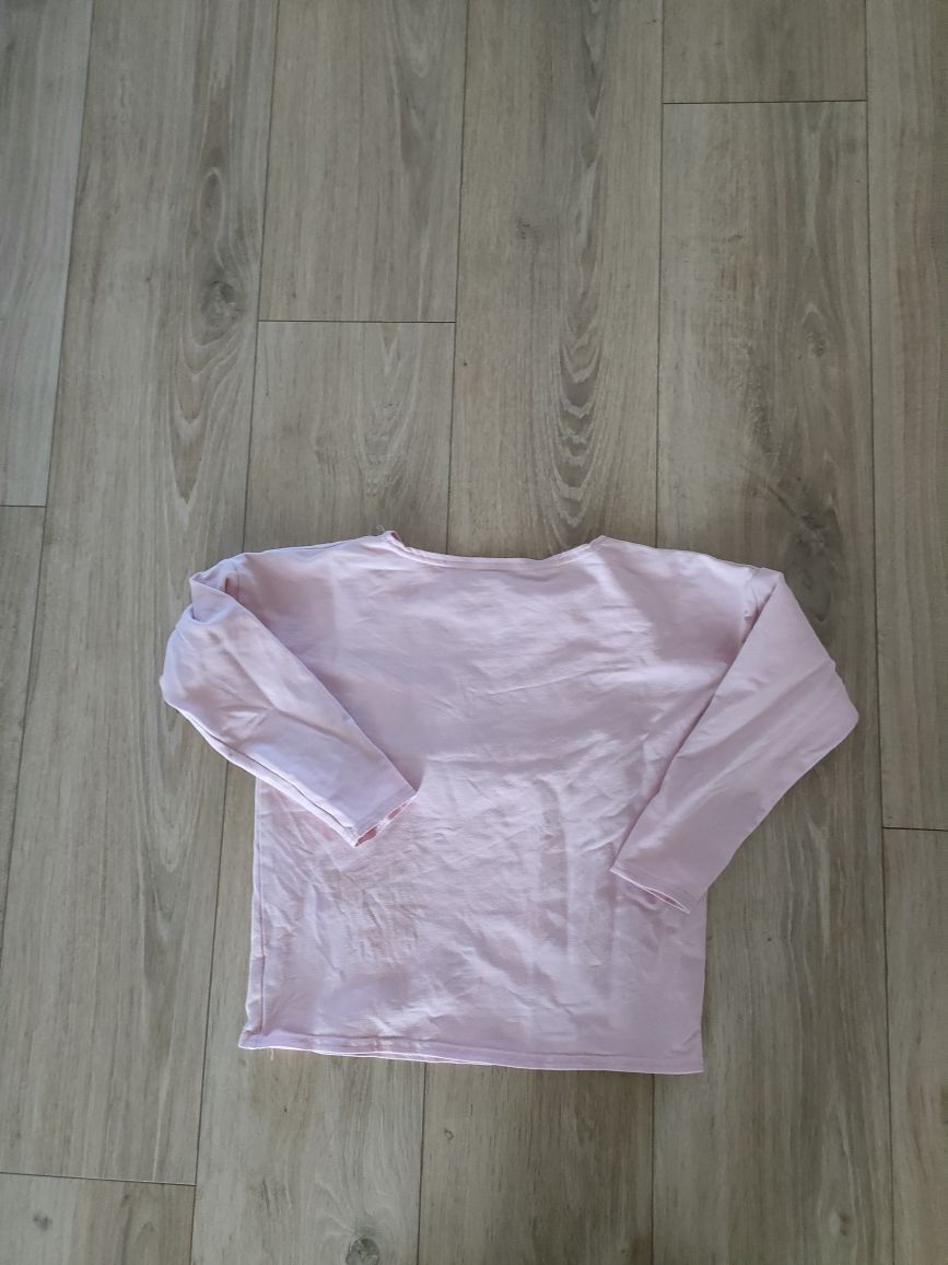 Bluza różowa z serduszkiem szarym rozmiar 140