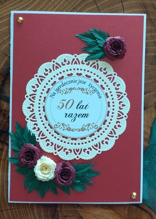 WYPRZEDAŻ Kartka na Rocznicę Ślubu RĘKODZIEŁO quilling scrapbooking