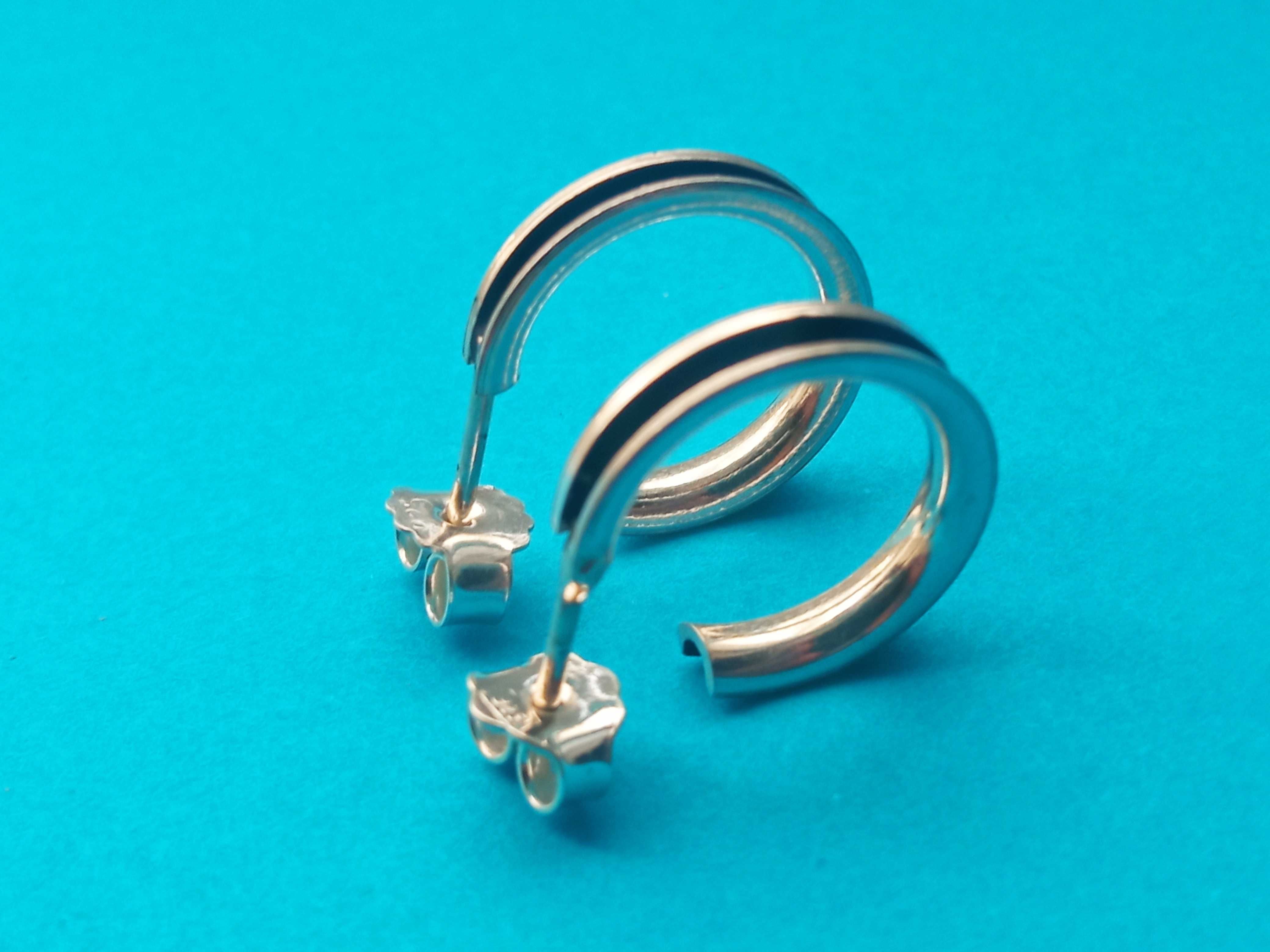 Srebrne kolczyki kółka koła czarne 1,5 cm Srebro 925 Sterling Silver