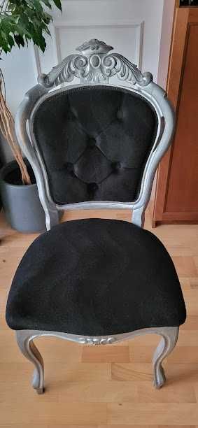 Krzesło tapicerowane z litego drewna w stylu ludwikowskim