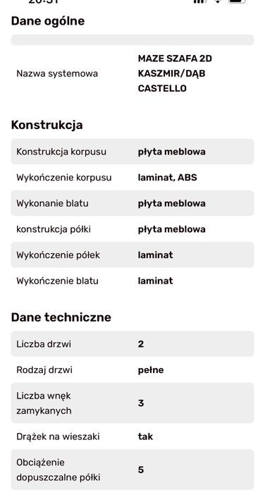 Szafa 2-drzwiowa Maze Agata
