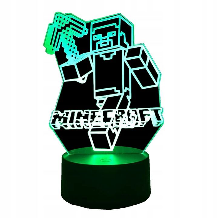 Lampka Nocna Minecraft Hologram Led Kolory Rgb Na Prezent Dla Dziecka