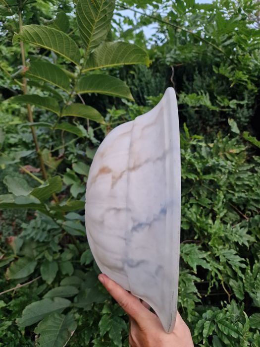 Ogromny piękny klosz z grubego szkła do lampy PRL marmurkowy odcień