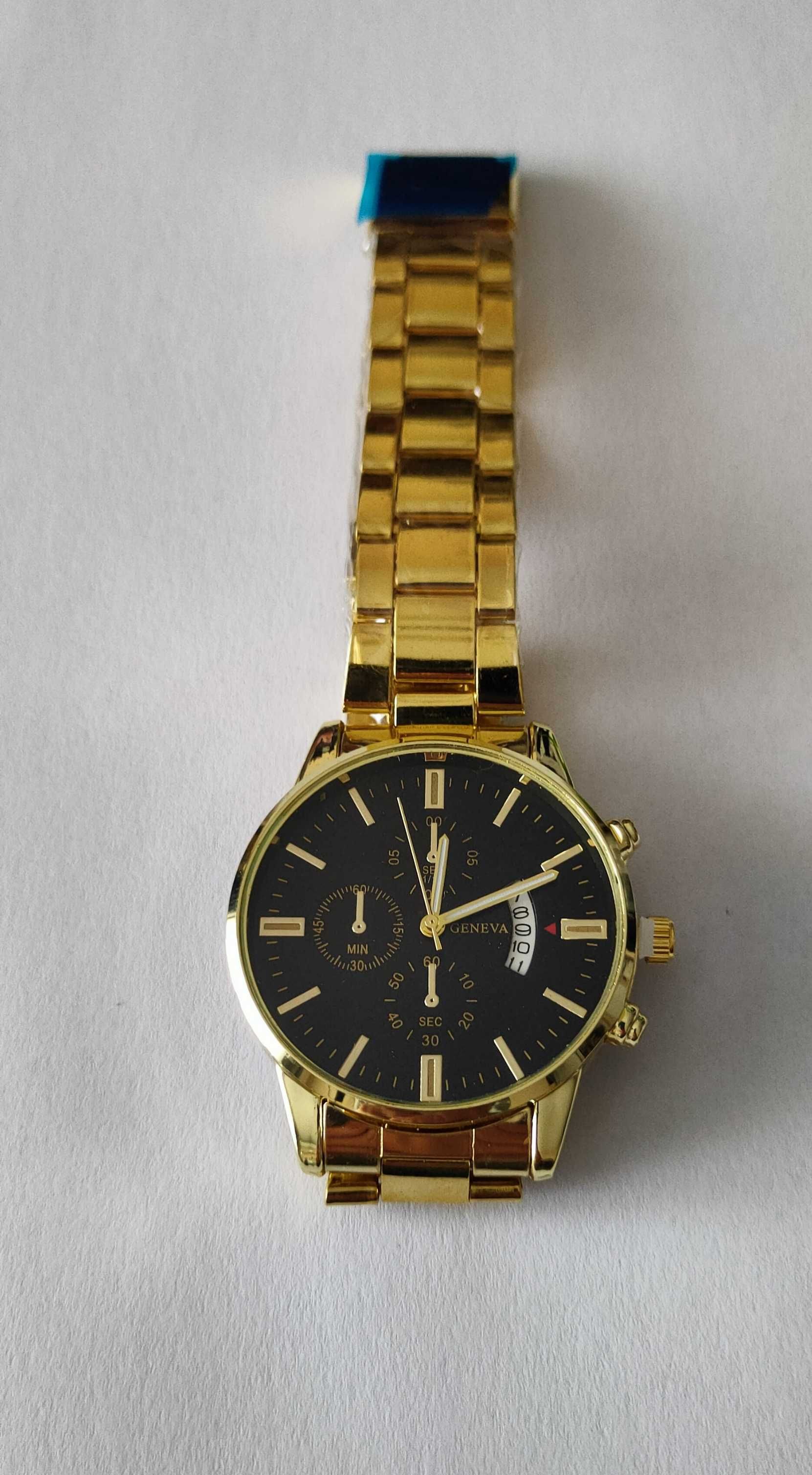Zegarek Męski na Nadgarstek w kolorze Złotym Bransoleta