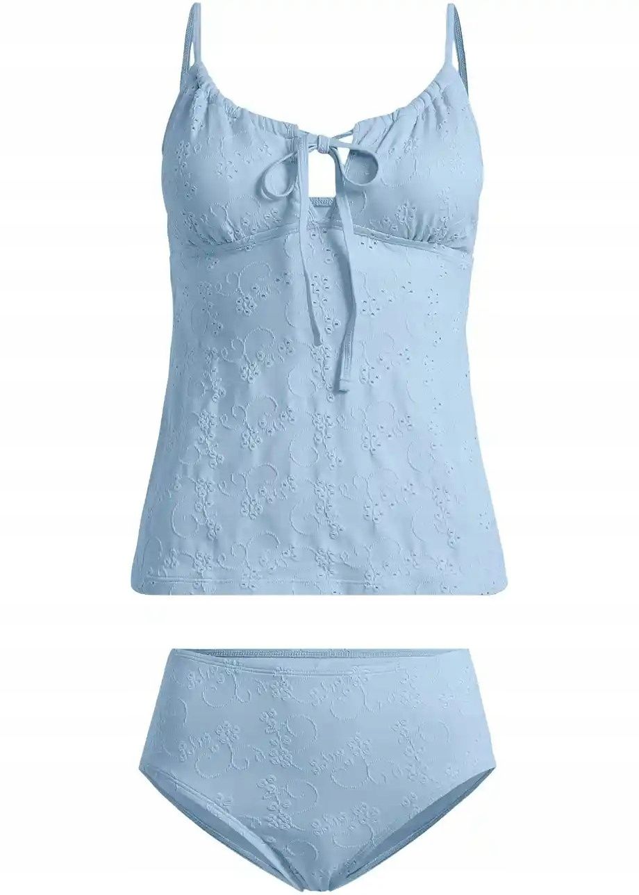 B.P.C błękitne tankini ażurowe z figami 40.