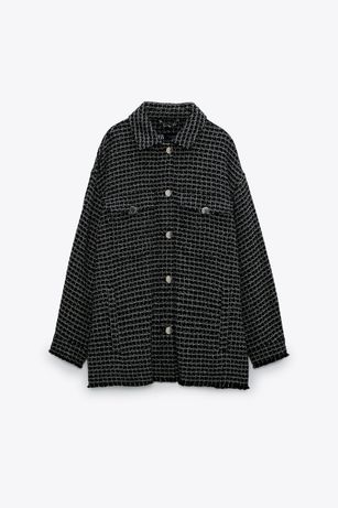 Zara куртка-рубашка из рельефной ткани в клетку p. m