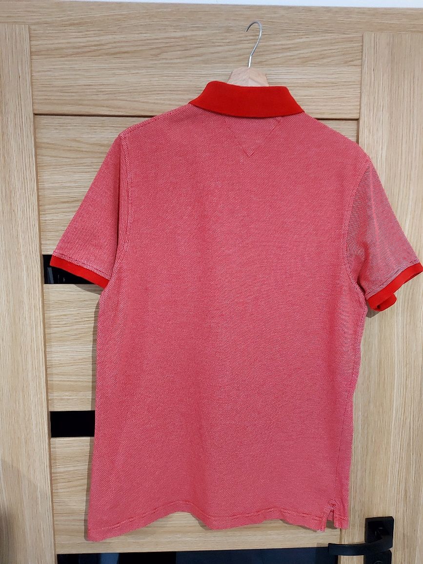 Męska czerwona koszulka polo Tommy hilfiger roz L / XL slim fit