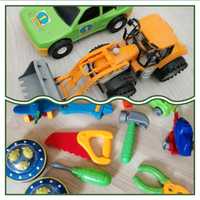 Zestaw zabawek plastikowych narzędzia koparka autko do ogrodu domu