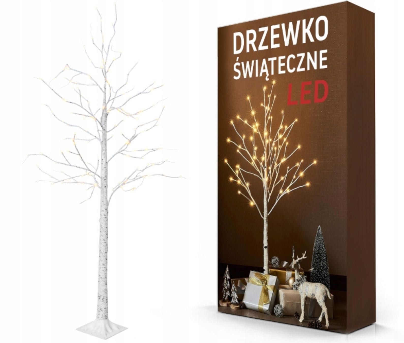 DRZEWKO ŚWIECĄCE świąteczne choinka sztuczna brzoza LED 150 CM