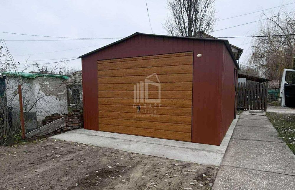 Garaż Blaszany 4,5X6M Brama Uchylna Drzwi Okno Drewnopodobny Id933