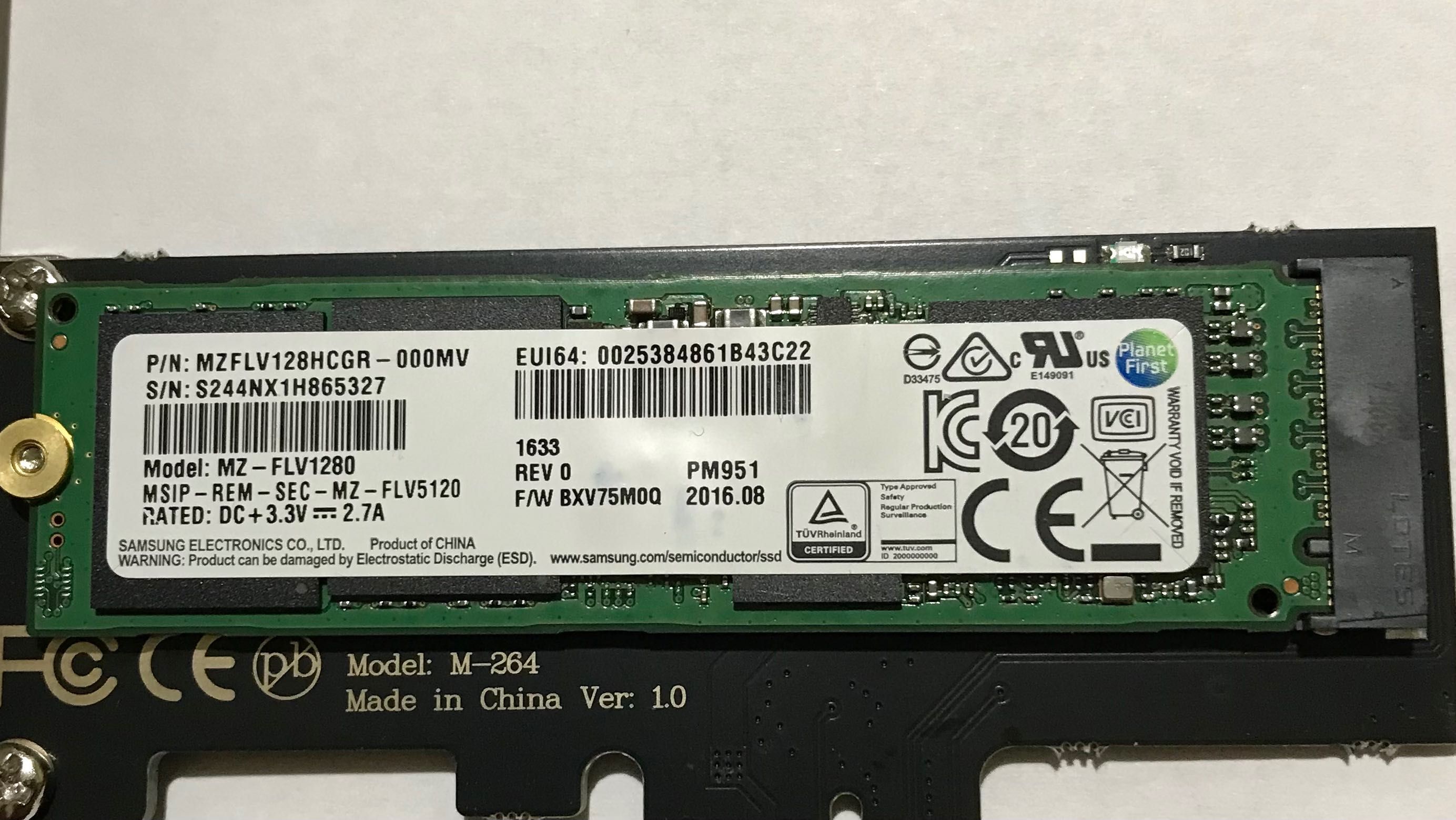 SSD M.2 PciEx x-1 samsung 128
