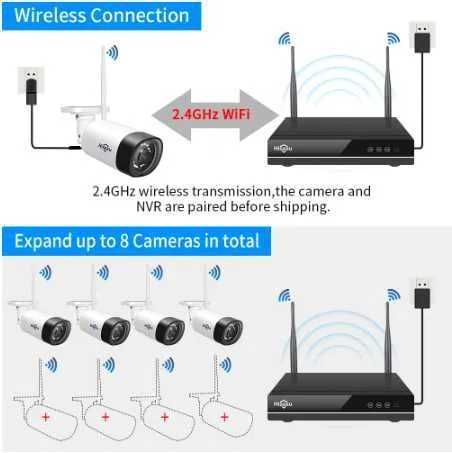 Sistema Vídeo Vigilância WIFI Exterior • 4 Câmaras 3MP • APP • Áudio