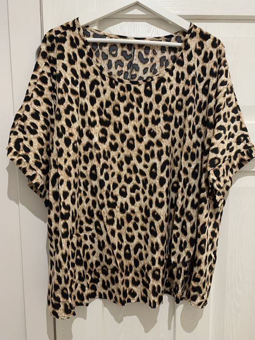 Elegancka modna bluzka damska lampart rozmiar 52 nowa