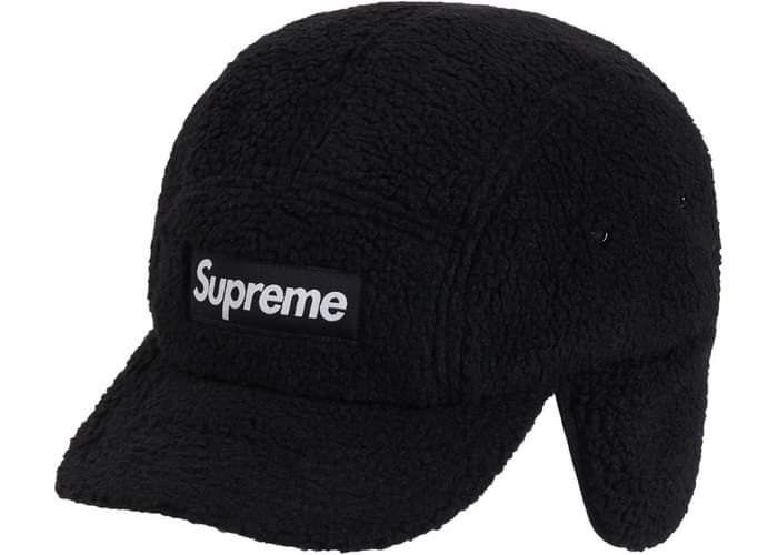 Supreme Deep Pile Earflap Camp Cap Black S/M