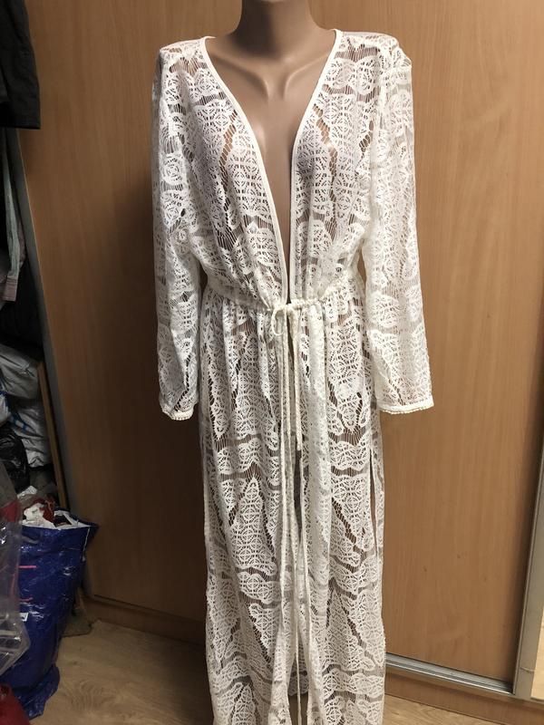Пляжная белая накидка l-xl