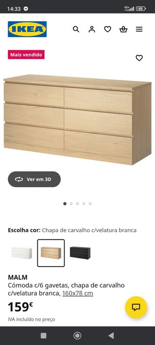 Cómoda c/6 gavetas Malm