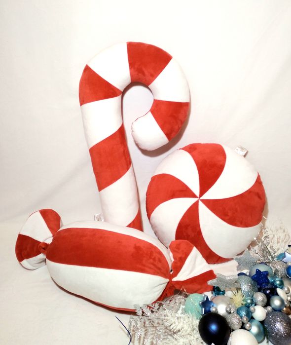 Poduszki świąteczne cukierek, drops, lizak laska Maxi 65cm czerwone