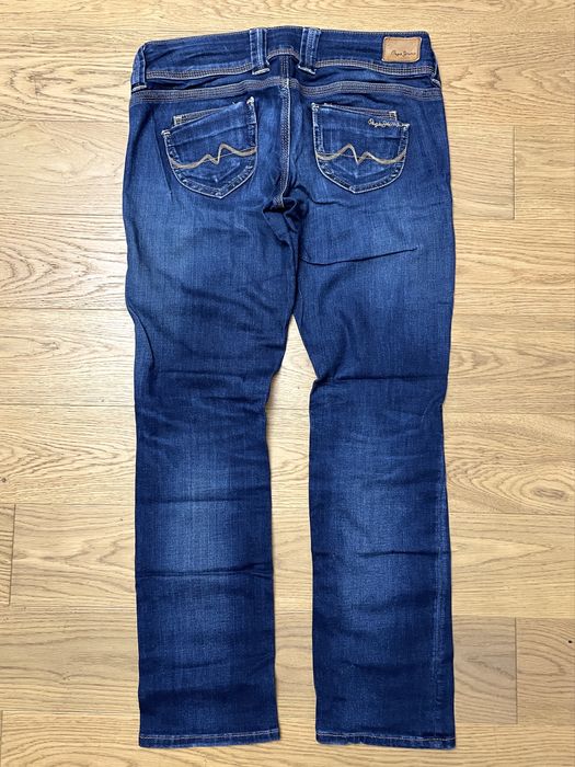 Pepe Jeans London Venus W28/L30 granatowe niski stan prosta nogawka