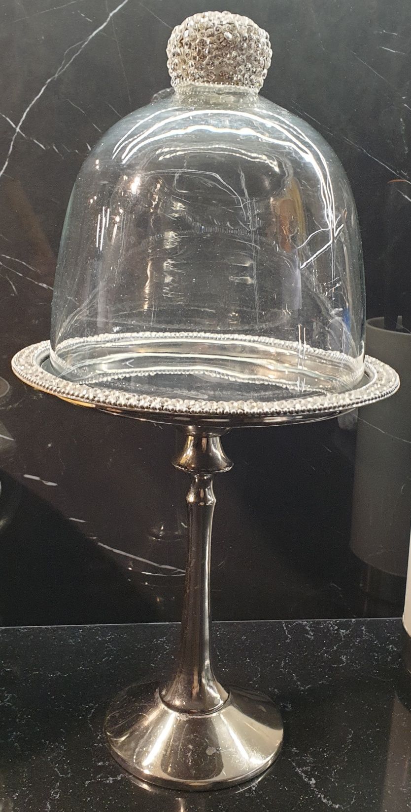 Patera tacka bombonierka z kloszem Indie z kryształkami home glamour