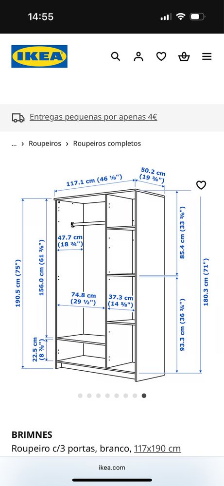 Roupeiro c/3 portas branco