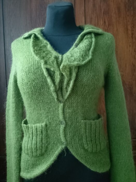 Zielony sweterek wełna moher