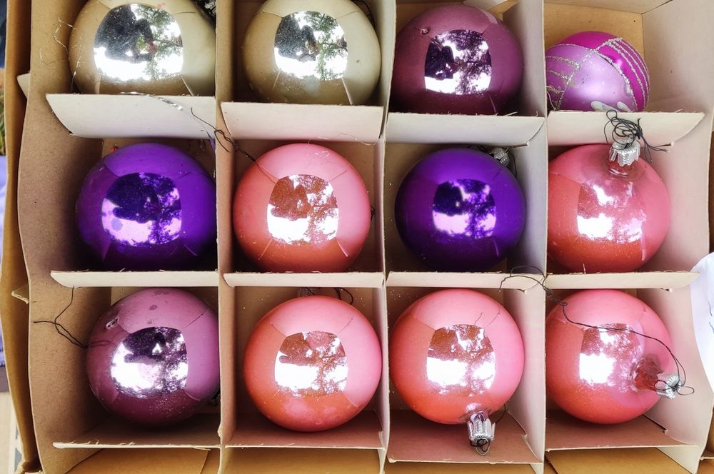 Zestaw bombek choinkowych PRL, Stare  bombki choinkowe