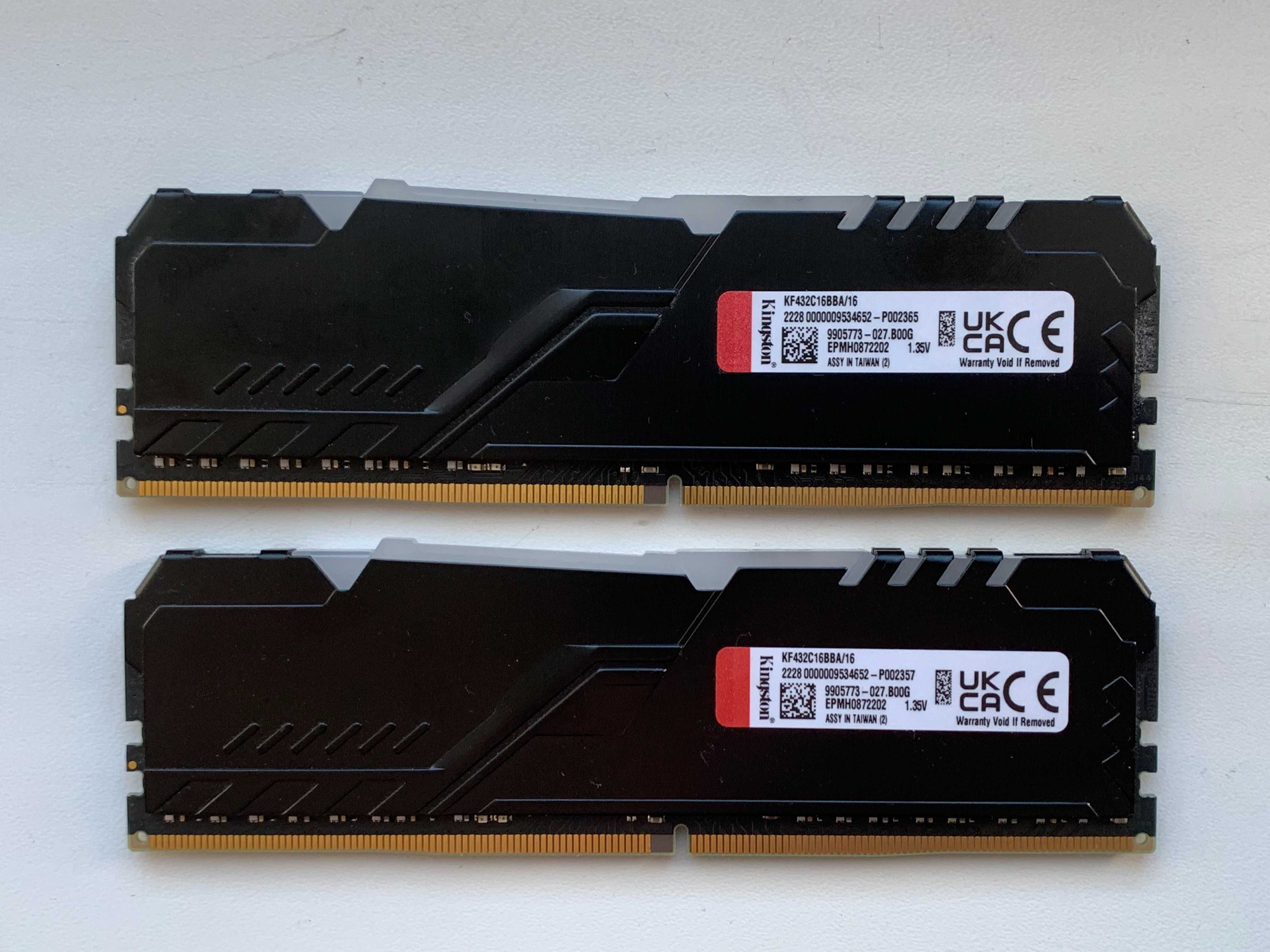 Оперативная память Kingston Fury DDR4-3200 16GB Beast Black  LED