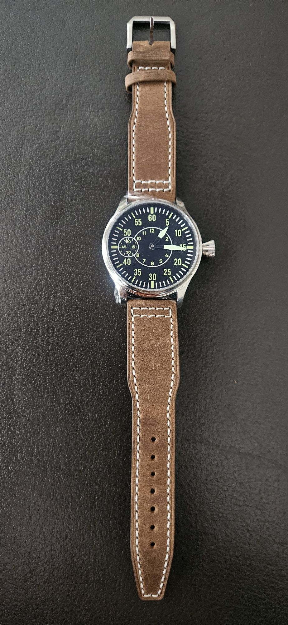 Nowy, męski zegarek mechaniczny typu flieger.
