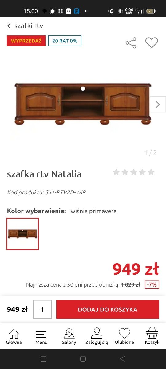 Szafka RTV Natalia 3 Black Red White