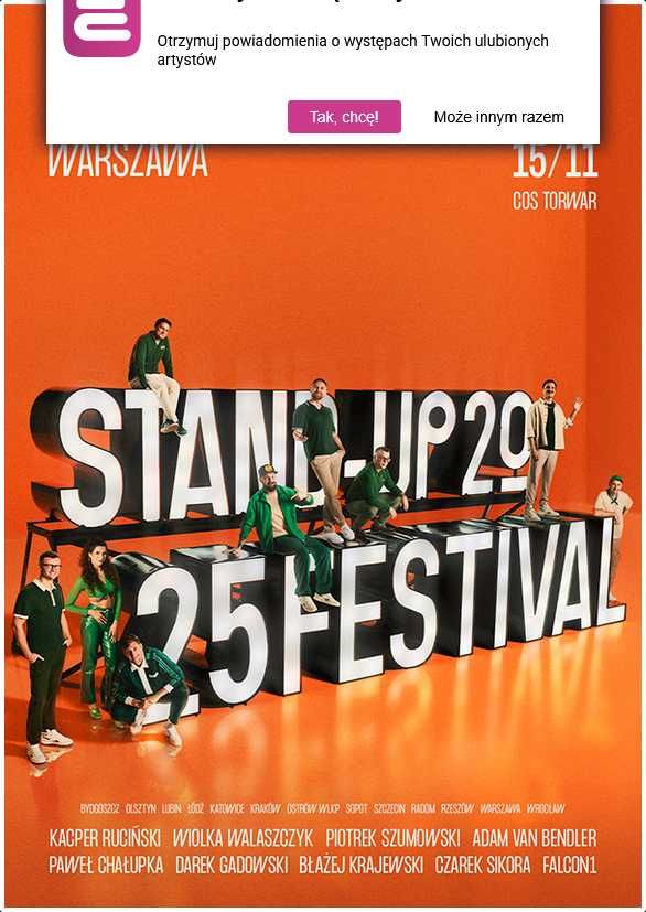 4 Bilety na Warsaw Stand-up Festival na 15.11.2025 godz. 19:00 TORWAR