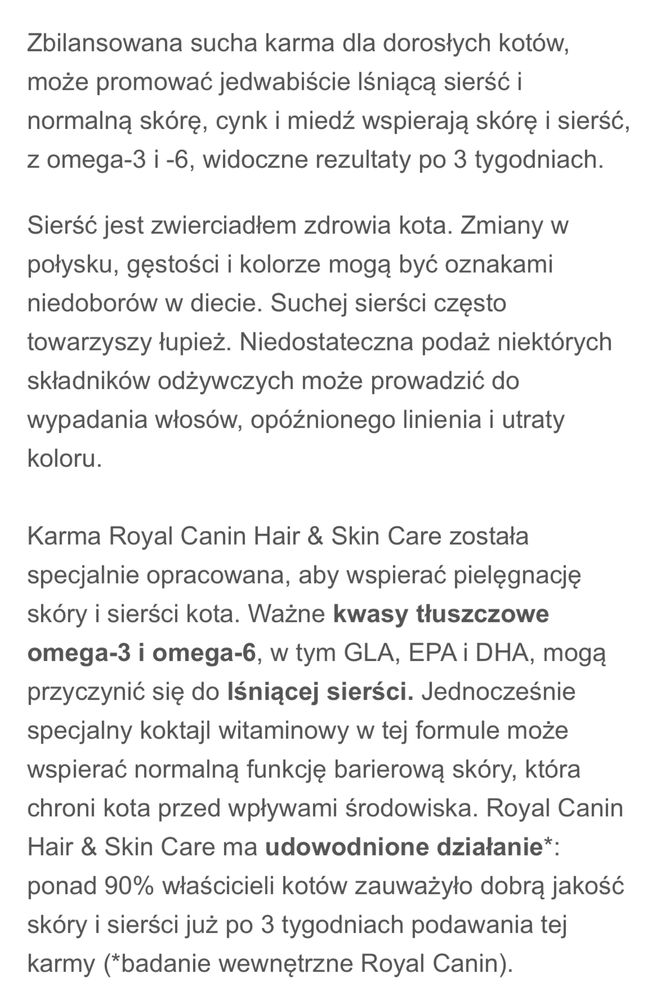 Niska Cena - Royal Canin Hair & Skin Care - karma sucha 2 kg