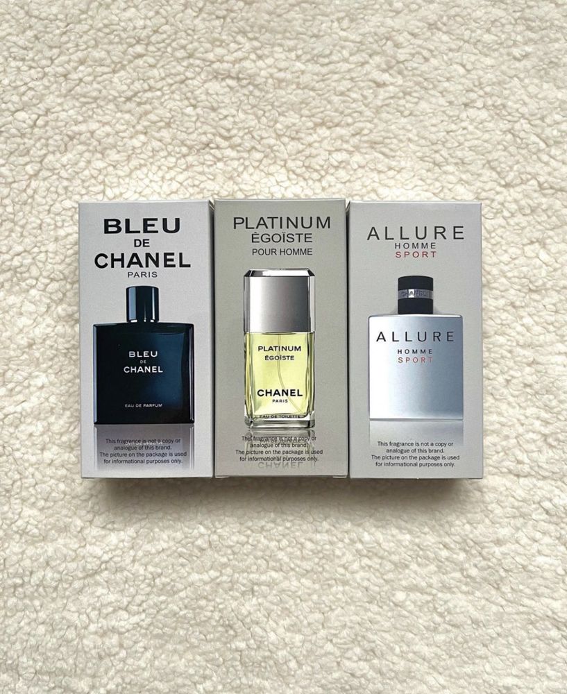 Chanel - bleu de chanel, allure homme sport, platinum egoiste