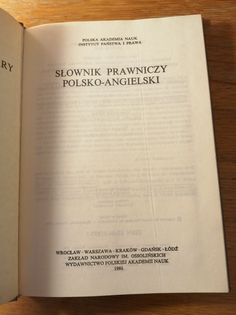 Słownik prawniczy Polsko angielski ossolineum