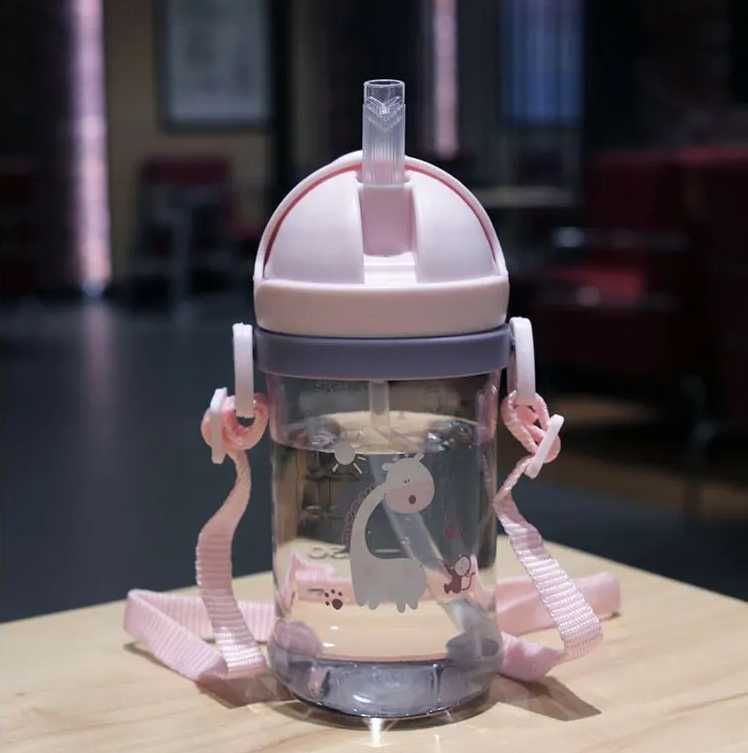 Поильник для ребёнка 350 мл розовая детская чашка поилка непроливайка