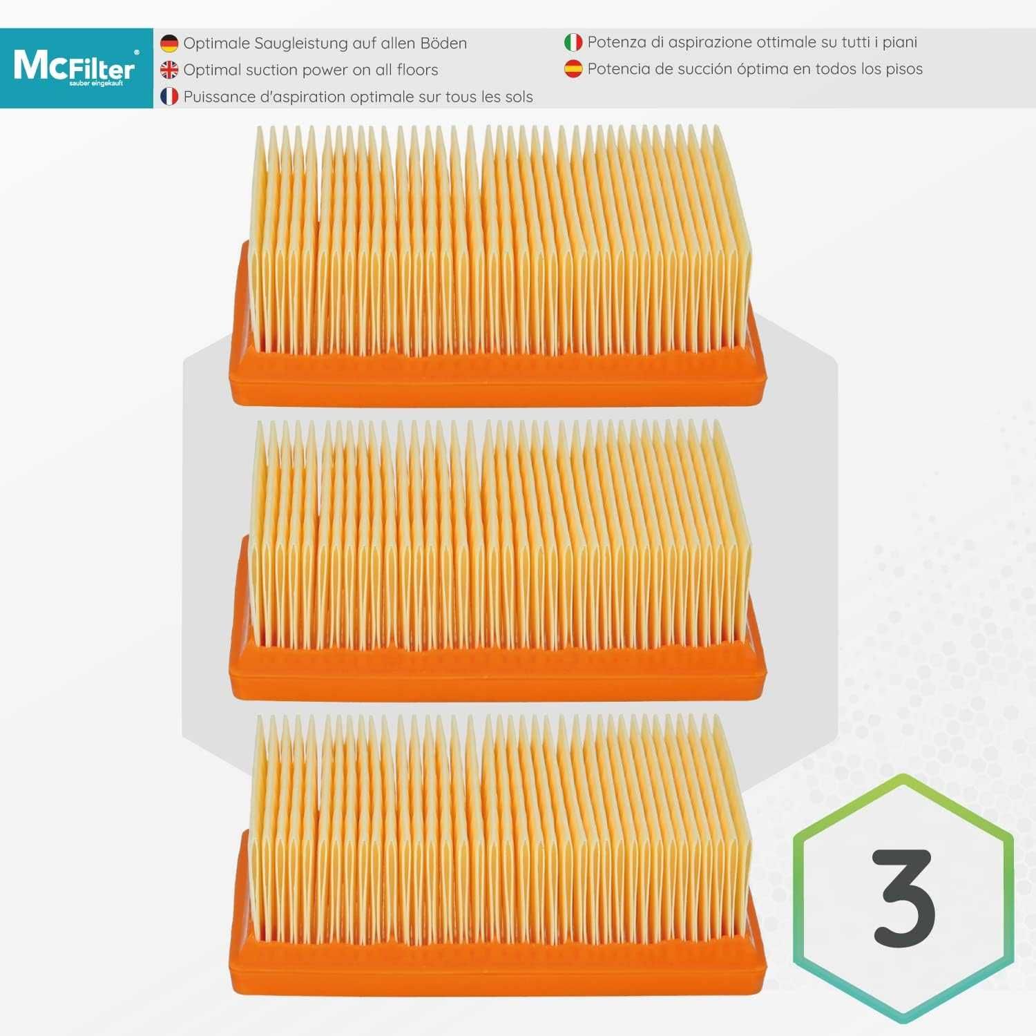 McFilter 3 filtry odpowiednie do Kärcher WD4, WD5, WD6, MV4, MV5, MV6