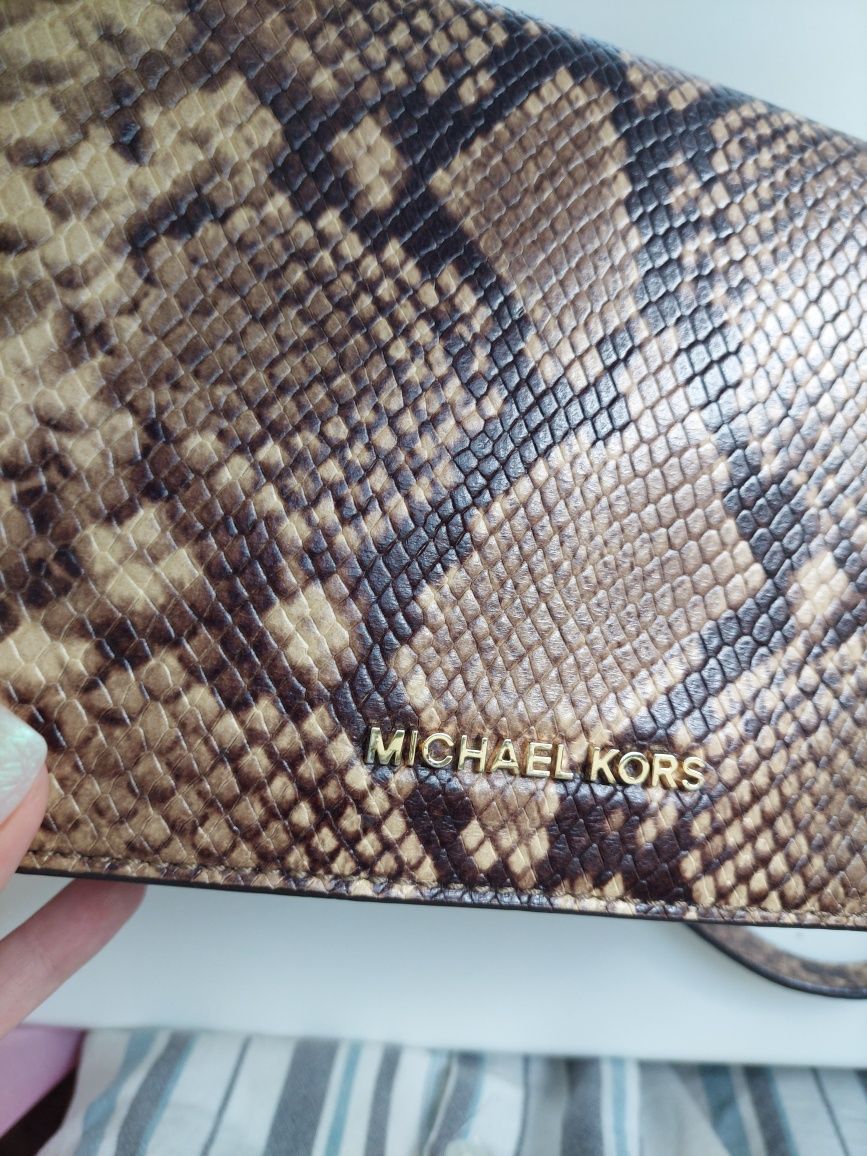 michael kors brinkley md python embossed leather cross-body