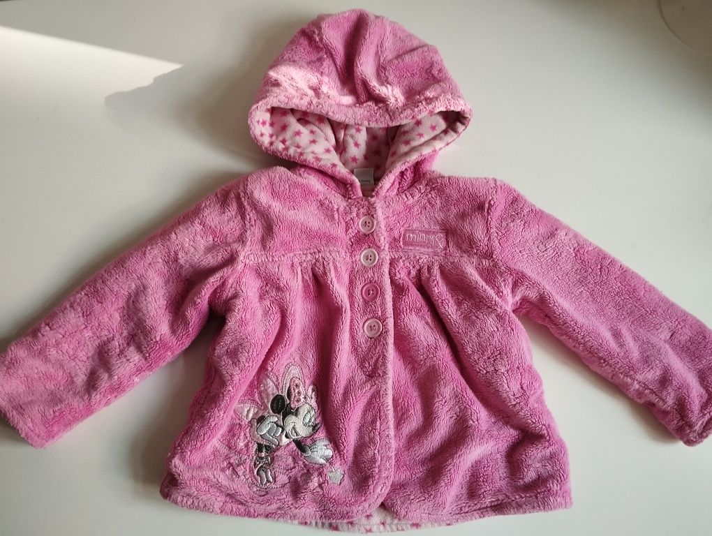 Różowy polarowy płaszczyk kurtka Minnie Mouse rozmiar 80/86