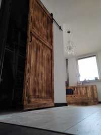 Drzwi drewniane przesuwne opalane/postarzane/ rustykalne/ vintage