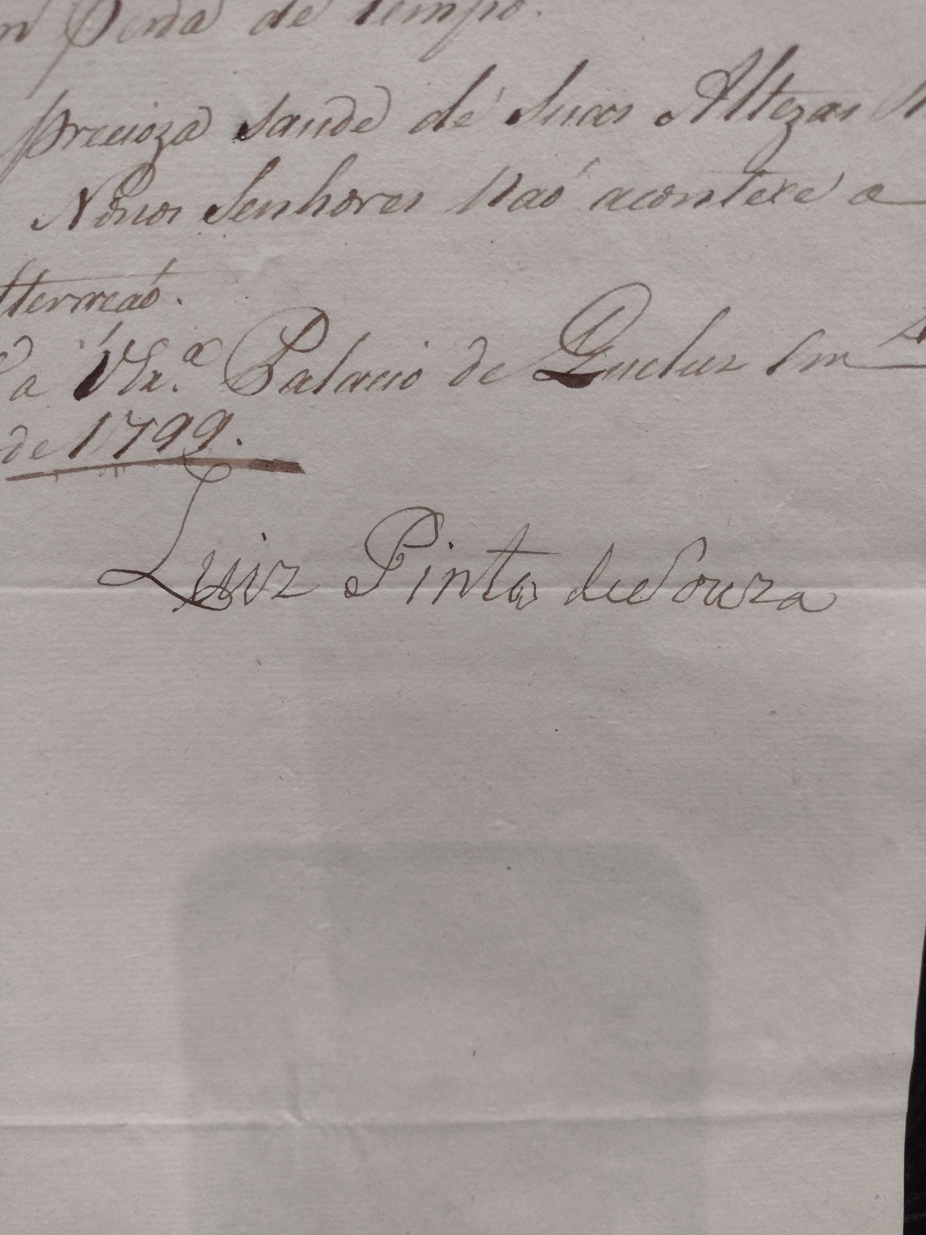 Manuscrito "Diogo de Carvalho e Sampayo 1799