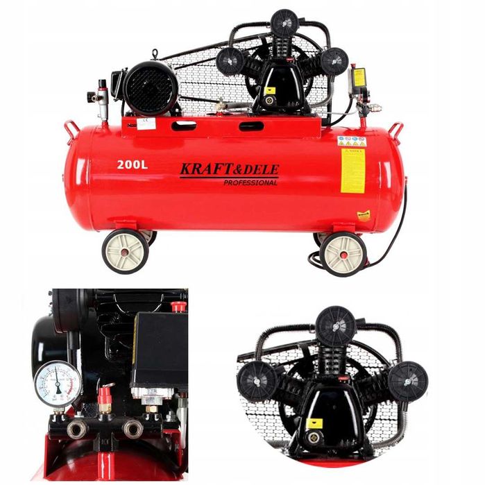 Sprężarka Kompresor 200L 400V 3tłoki Kraft Separator New Jakość