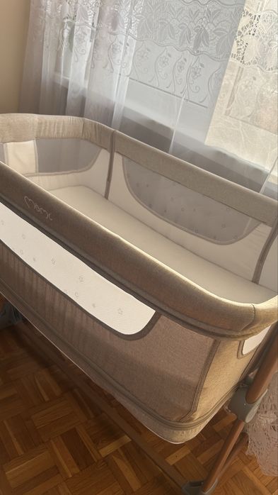 MoMi, Łóżeczko dostawne, 4w1, SMART BED, beżowe