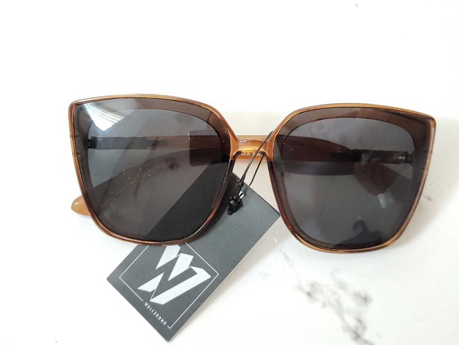 Okulary przeciwsłoneczne damskie WÓLCZANKA brązowe Nowe