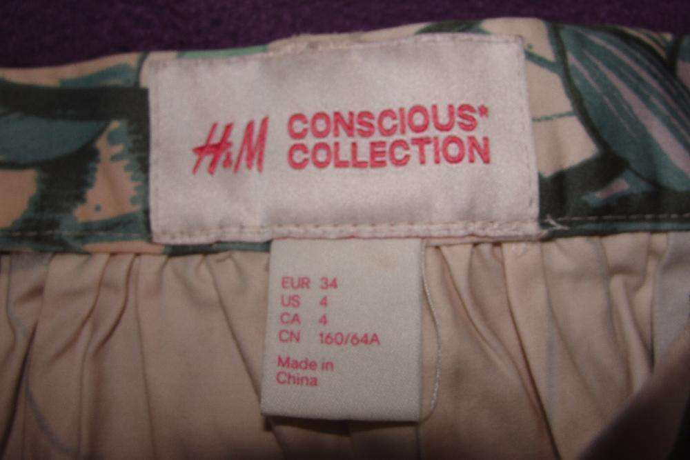 Spódnica mini floral H&M Conscious Collection roz. 34 kopertowa