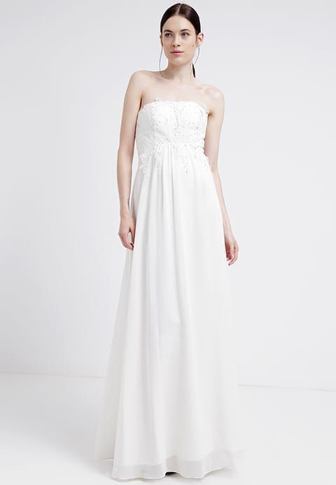Długa suknia ślubna sukienka balowa biała ivory light beige 36 S haft