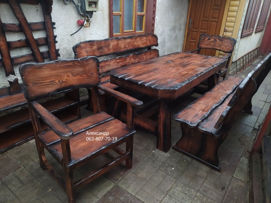 Деревянная Мебель под старину ( для бани, кафе ) стол, стулья, лавки