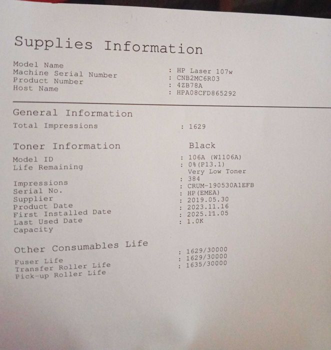 HP Laser 107w Drukarka jednofunkcyjna laserowa (mono)