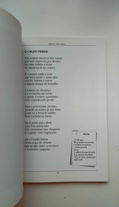 Livro: Receitas portuguesas com rima para os mais pequenos.