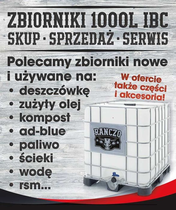 ZBIORNIK IBC NA DESZCZÓWKĘ Mauser Mauzer 1000l  - spożywka - ŁADNY